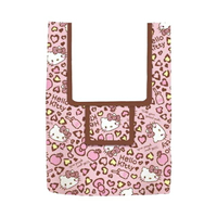 小禮堂 Hello Kitty 摺疊環保購物袋 30x52cm 豹紋 (少女日用品特輯)