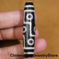 Ancient Tibetan DZI Beads Old Agate Lucky 9 Eye Totem Amulet Pendant GZI 59×13mm