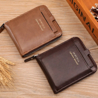 dompet pria lipat mortega resleting zipper bahan kulit PU Kartu Uang