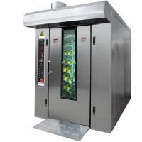 Industrial Bread Rack Oven 16 Trays Rotary Oven Electric Gas Diesel Commercial Rotating Bakery Oven Machine