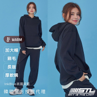 STL yoga 韓國瑜伽 Pick Up Oversize 大連帽T 刷毛 保暖 厚軟磅 hoodie 長袖 上衣／InkBlue英國深藍