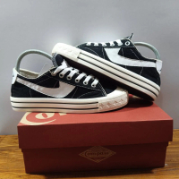 Sepatu Sekolah Termurah Kompas Low Black White Pria Wanita Kasual Shoes Sneakers