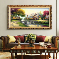 歐式山水畫田園風景掛畫歐式客廳裝飾畫沙發背景墻油畫招財壁畫
