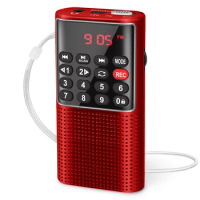 Number key Mini Portable Pocket FM Radio Handheld MP3 Walkman Radios with Recorder Rechargeable Battery For Walkman Go Hiking