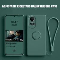 For Funda Oppo Reno 10 5g Liquid Silicone Ring Holder Soft Phone Skin Cover for Oppo Reno 10 Pro Upgrade Shockproof Back Fundas