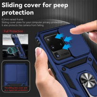 Silde Lens Armor Shockproof Phone Case For Samsung Galaxy S20 Ultra S20 Plus S 20 FE S20+ Magnetic Car Holder Ring Protect Cover