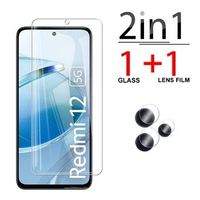 2in1 Lens Screen Protector For Xiaomi Redmi 12 4G 5G readmi Red Mi redmi12 Full coverage Anti-Scratch Tempered Glass 6.79 inches