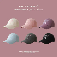 Topi Besbol, Rekaan Ikatan Simpul, Untuk Wanita, Sulaman Korea, Serba guna, Brim Keras, Warna Biru d