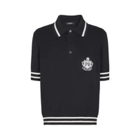 Balmain Emblem Logo Knit Polo Shirt Black S Black