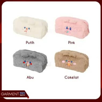 Tempat Pensil Bulu Karakter Kelinci Fluffy Imut Korean Style Penyimpanan Alat Tulis Kosmetik Aesthet