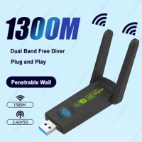 1300Mbps USB Wireless Network Card 2.4G 5G Dongle Antenna AP Wifi Adapter Dual Band Wi-Fi USB 3.0 Lan Ethernet 1300M