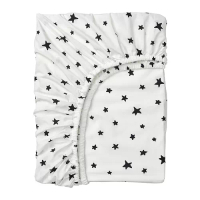 BUSENKEL 單人床包, 星星圖案/白色, 90x200 公分