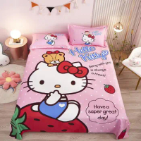 Hello Kitty Cotton Bed Sheets Anime Cartoon Sanrio Single Bed Sheets Student Dormitories Sheets Children Bed Sheets
