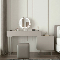 輕法奶油風小型梳妝臺收納柜一體臥室現代簡約新款輕奢高級化妝桌