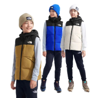 【The North Face 官方旗艦】換季必備-兒童防潑水保暖雙面穿羽絨背心(多款任選)