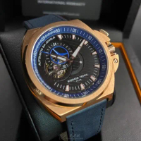 Giorgio Fedon 1919喬治飛登42mm六角形玫瑰金精鋼錶殼寶藍色錶盤真皮寶藍錶帶款GF00003