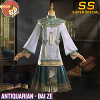 CoCos-SS Game Identity V Antiquarian Bai Ze Cosplay Costume Game Cos Identity V Bai Ze Qi Shiyi Costume and Cosplay Wig