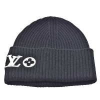 LV M77872 Headline系列羊毛針織毛帽(黑色)