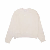 【NIKE 耐吉】大學T Essentials Sweatshirts 女款 NSW 超寬鬆 短款 落肩 厚針織 米 白(DJ7666-219)
