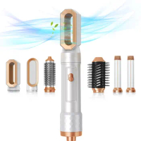 6 in 1 Hair Dryer Brush Negative Ionic Hot Air Styling Comb Detachable Blow Dryer Brush Hair Styling Tool Set Air Curler Wand