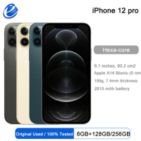 Original Apple iPhone 12 Pro 5G LTE Mobile 6.1'' 6GB&amp;128/256/512GB IOS A14 Bionic Hexa Core Triple 12MP Face ID Cellphone
