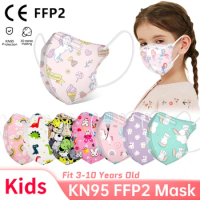10PCS Kawaii N95 Dust Face Mask for Kids Cartoon Kn95 Masks Rainbow Respirator 4 Layer Fabric Reusable Boys Girls Mouth Mask