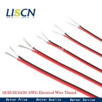 10 Meters 18/20/22/24/26 Gauge AWG Electrical Wire Tinned Copper Insulated PVC Extension LED Strip Cable Red Black