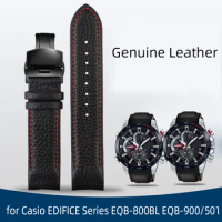 Genuine Leather watch strap for Casio EDIFICE Series EQB-800BL EQB-900/501Men's Watch Band Accessories