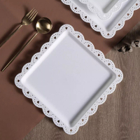 Piring Plastik Kotak Kue Buah Salad Square Dessert Plate