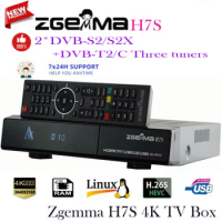 2023 Newest Zgemma H7S E2 Linux Satellite Receiver 4K UHD 2*DVB-S2/S2X+DVB-T2/C 3 tuners Digital Decoder Receptor Enigma2 TV Box