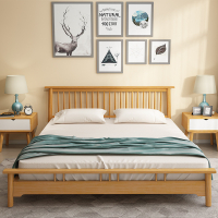 Solid Wood Bed Bed Frame with Drawer Bed SingleQueenKing Bed Simple Single Bed 1.8 M Double Bed Bedroom Rubber Wood Furniture HDB Storage Solid Wooden Bed Frame