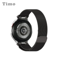 【Timo】SAMSUNG 三星 Galaxy Watch6/5/4 通用按鍵式米蘭尼斯磁吸錶帶-黑色