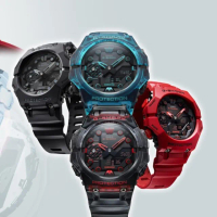 【CASIO 卡西歐】G-SHOCK藍牙連線 碳纖維核心防護雙顯手錶-黑色(GA-B001-1A)