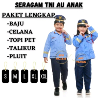 Indo Tactical Baju Seragam TNI AU Anak Kostum Abri Fashion Lengkap Baju Celana Topi Pet Talikur Pail