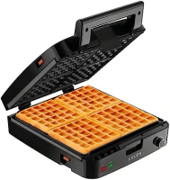 4-Slice Belgian Waffle Maker: Stainless Steel, 5 Browning Levels, Audible Ready Beep, Removable Plat