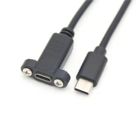 Type-c USB 2.0 Male Connector to Type-c USB 2.0 Female Extension Cable Pitch 17mm With screws Panel Mount Hole 0.3m 0.5m 1m