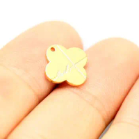 6pcs Luck Leaf charms, Real Gold plated Earring charms, Lucky Bracelet charm, Necklace pendant, Jewelry making - G114