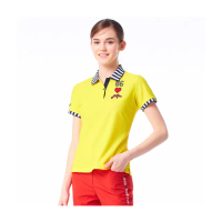 【Jack Nicklaus 金熊】GOLF女款素面彈性吸濕排汗POLO衫/高爾夫球衫(黃色)