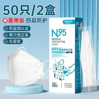 N95級醫用口罩 3D立體設計 女士專用 柳葉魚嘴型 高防護透氣- 低阻不悶氣 立體不花妝】滅菌級獨立裝2盒共50隻 均碼