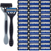 Manual Razor, for Men, 6 Layers Stainless Steel Hair Removal Blade, Replaceable Razor Head, Shaving 