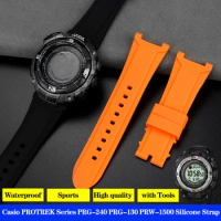 For Casio PROTREK Series Strap PRG-240 PRG-130 PRW-1500 Waterproof Sports Silicone Rubber Bracelet Watch Belt Band Accessories