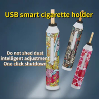 Fashionable USB cigarette holder, portable multifunctional ashtray, no dust falling magical cigarette accessories