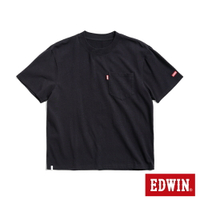 EDWIN 寬版口袋小夾標短袖T恤-男款 黑色