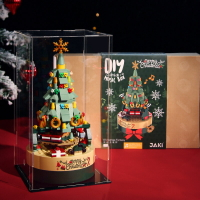 1302繽紛聖誕樹積木旋轉音樂盒中國聖誕積木禮物擺件玩具 全館免運