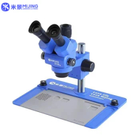 Mijing MJ-6555 Trinocular Microscope for Mobile Phones Motherboard PCB Repair HD Microscope with Heat-resistant Pad Repair Tools