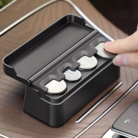 Black 4 Slots Coin Dispenser Car Coin Holder Sorter Collector With Spring Mini Portable Storage Safe Box For Shop Outdoor Car