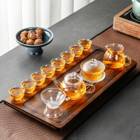 玻璃功夫茶具耐熱套裝家用泡茶器透明茶杯帶把紅茶花茶壺辦公茶壺