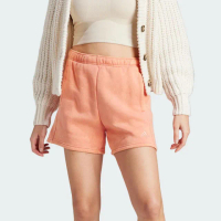 【adidas 愛迪達】W All SZN WS SH 女款 珊瑚橘色 休閒 寬鬆 棉質 刷毛 短褲 IK4260