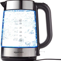 Electric Glass and Steel Hot Tea Water Kettle 1.7-Liter Black and Sliver