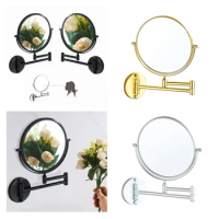 Double-sided Wall Mount Makeup Mirror With Fixing Screws, 1x/3x Magnification, 360-degree Swivel Design